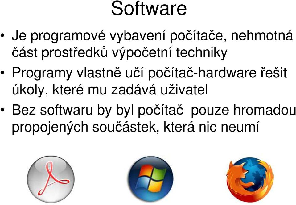 počítač-hardware řešit úkoly, které mu zadává uživatel Bez