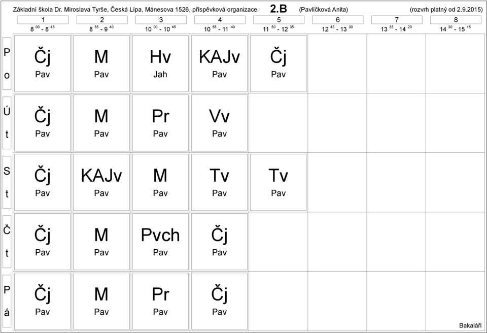 rganizace 2.B (avlíčkv Ania) (rzvrh planý d 2.9.