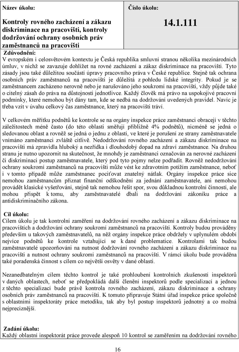 Tyto zásady jsou také důležitou součástí úpravy pracovního práva v České republice. Stejně tak ochrana osobních práv zaměstnanců na pracovišti je důležitá z pohledu lidské integrity.