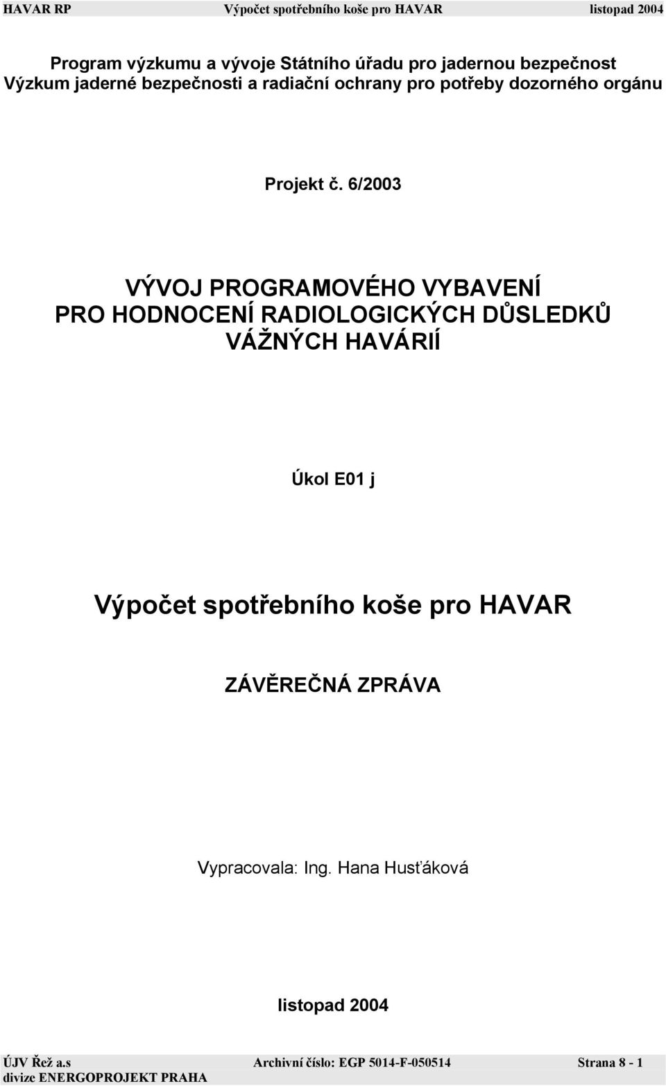 Výpočet spotřebního koše pro HAVAR - PDF Stažení zdarma