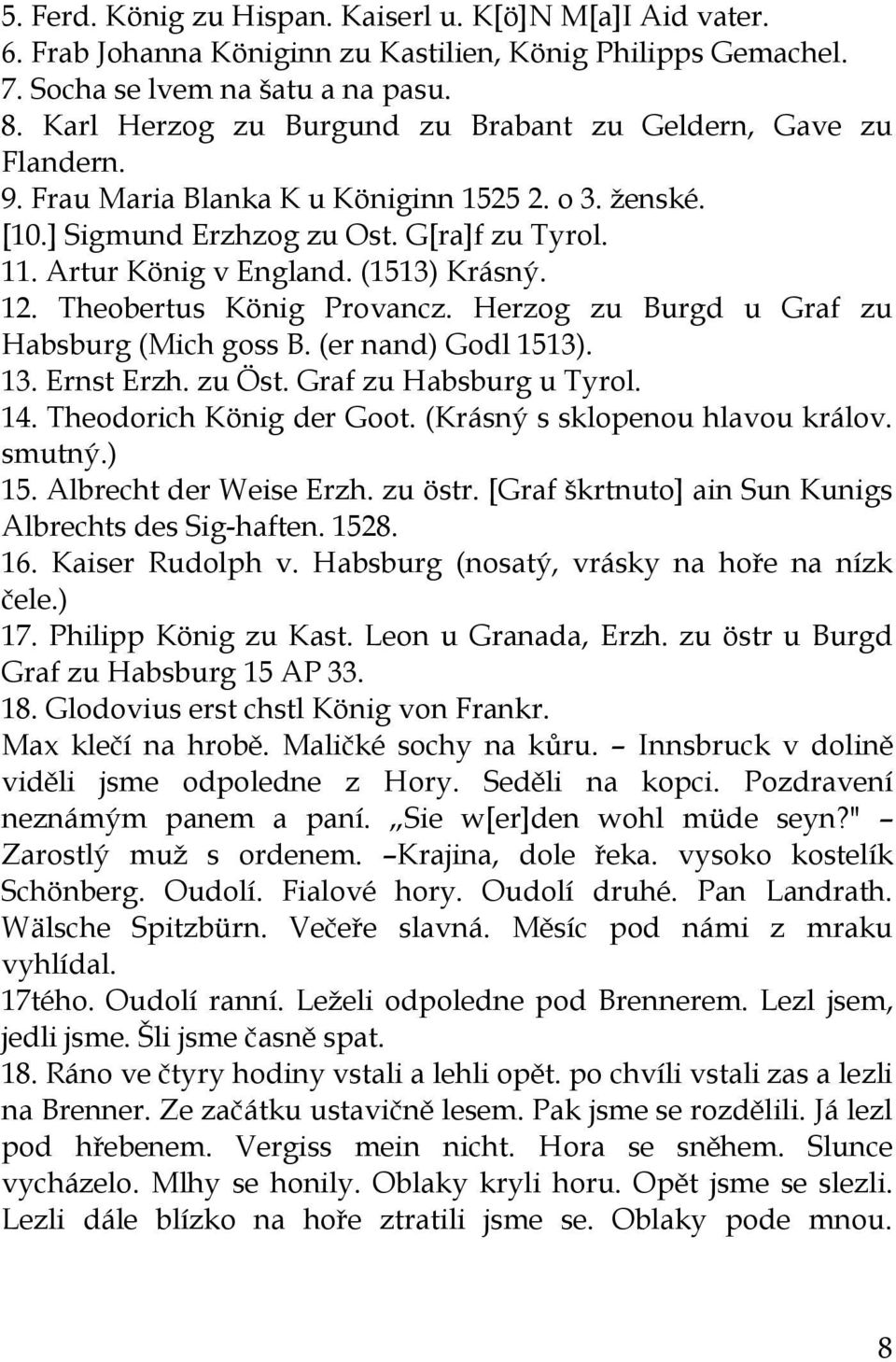 (1513) Krásný. 12. Theobertus König Provancz. Herzog zu Burgd u Graf zu Habsburg (Mich goss B. (er nand) Godl 1513). 13. Ernst Erzh. zu Öst. Graf zu Habsburg u Tyrol. 14. Theodorich König der Goot.