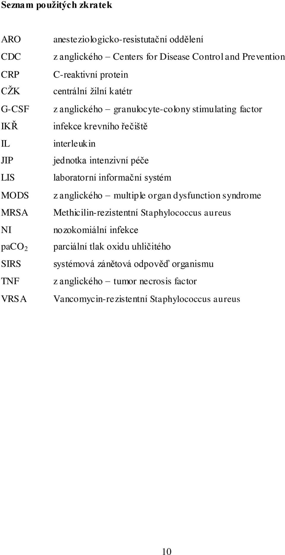 interleukin jednotka intenzivní péče laboratorní informační systém z anglického multiple organ dysfunction syndrome Methicilin-rezistentní Staphylococcus aureus