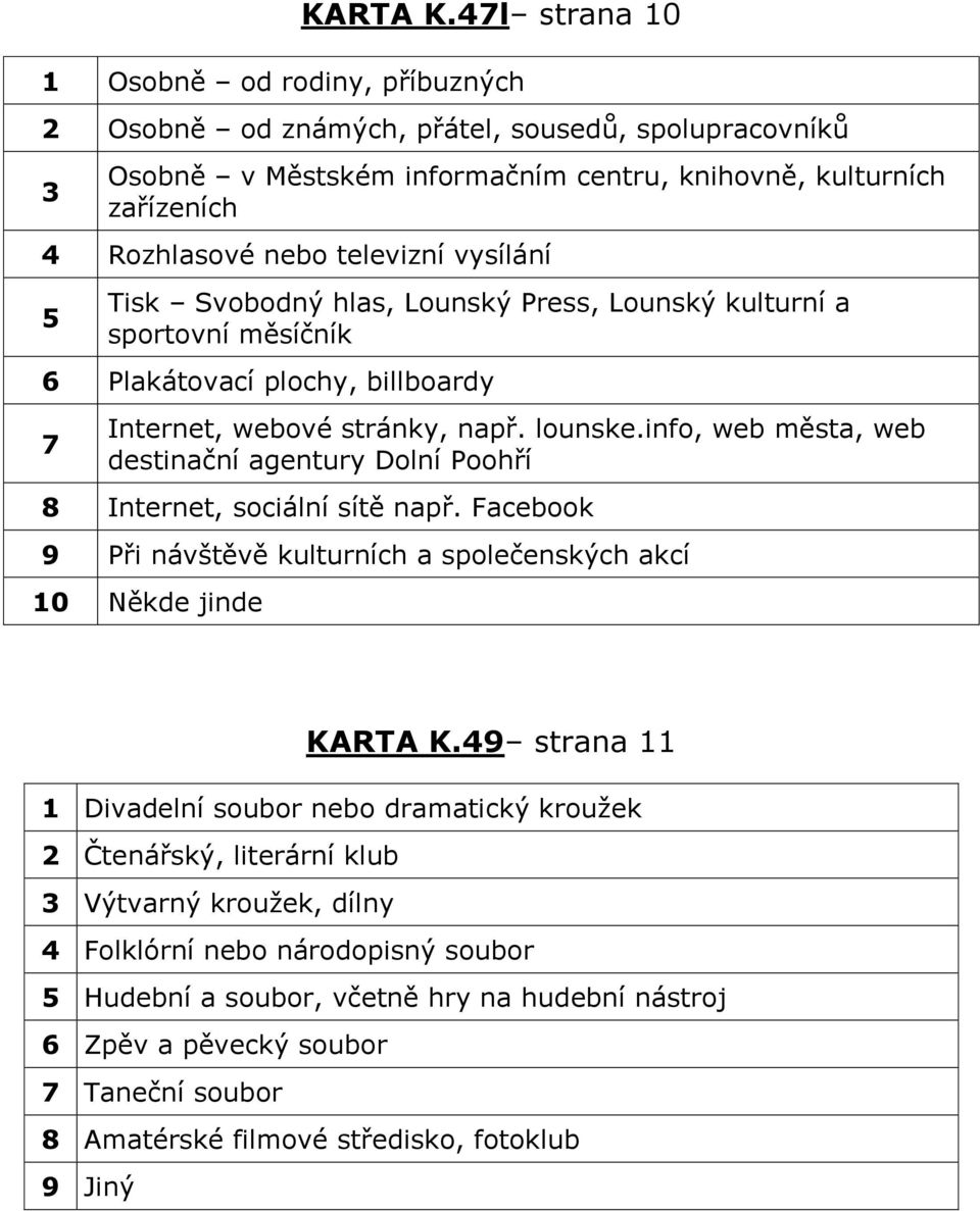 vysílání 5 Tisk Svobodný hlas, Lounský Press, Lounský kulturní a sportovní měsíčník 6 Plakátovací plochy, billboardy 7 Internet, webové stránky, např. lounske.