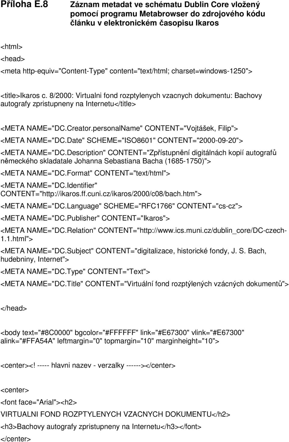 content="text/html; charset=windows-1250"> <title>ikaros c. 8/2000: Virtualni fond rozptylenych vzacnych dokumentu: Bachovy autografy zpristupneny na Internetu</title> <META NAME="DC.Creator.