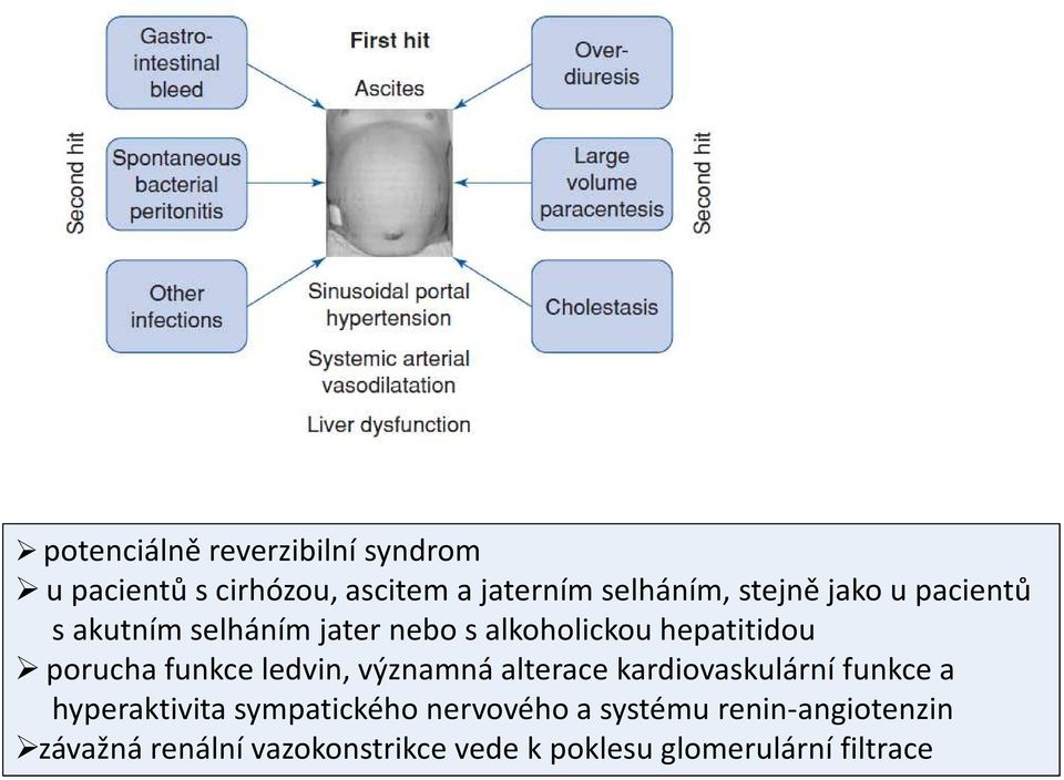 funkce ledvin, významná alterace kardiovaskulární funkce a hyperaktivita sympatického