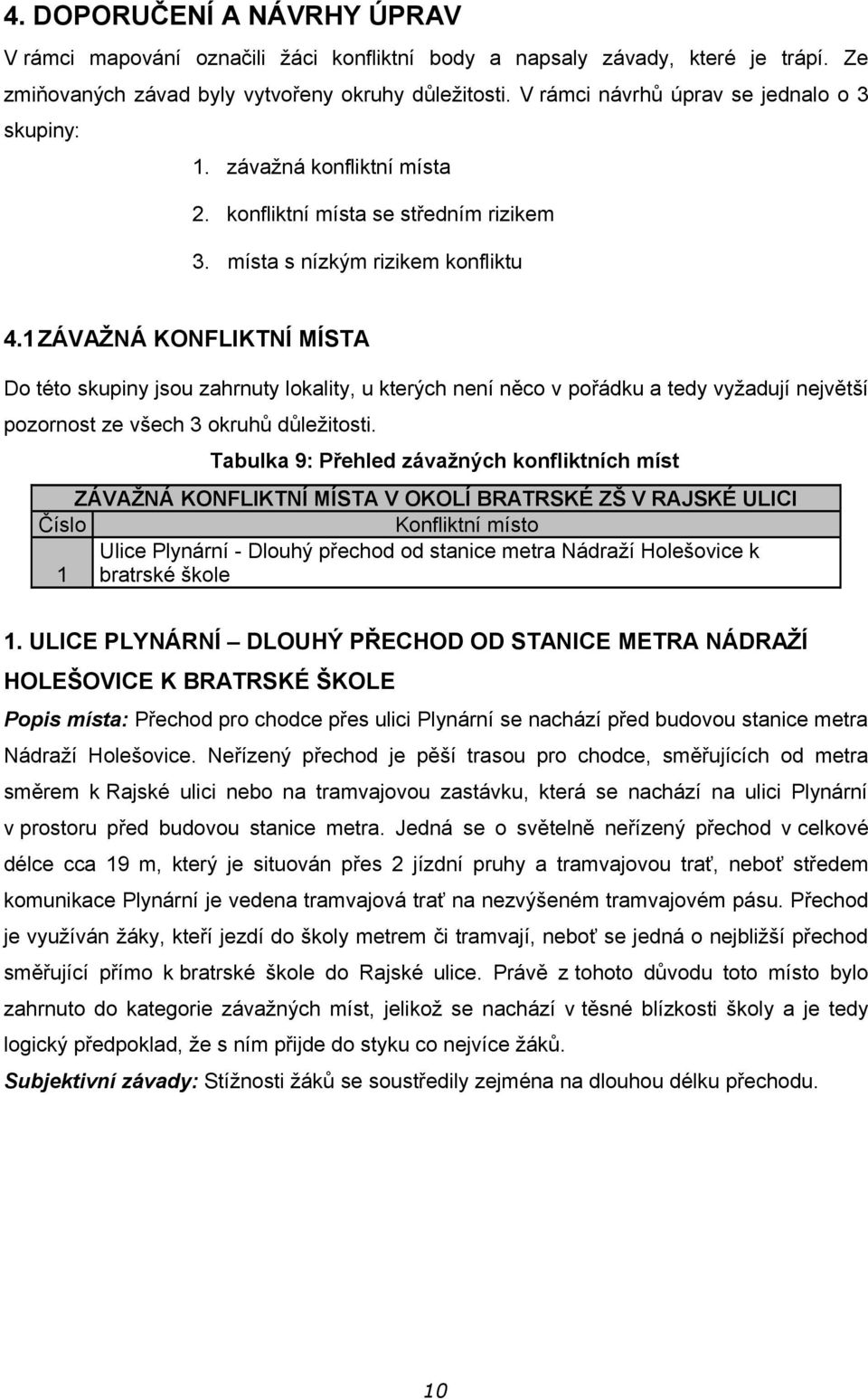 1 ZÁVAŽNÁ KONFLIKTNÍ MÍSTA Do této skupiny jsou zahrnuty lokality, u kterých není něco v pořádku a tedy vyžadují největší pozornost ze všech 3 okruhů důležitosti.