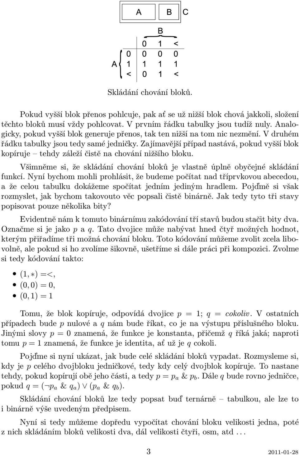 Zajímavější případ nastává, pokud vyšší blok kopíruje tehdy záleží čistě na chování nižšího bloku. Všimněme si, že skládání chování bloků je vlastně úplně obyčejné skládání funkcí.