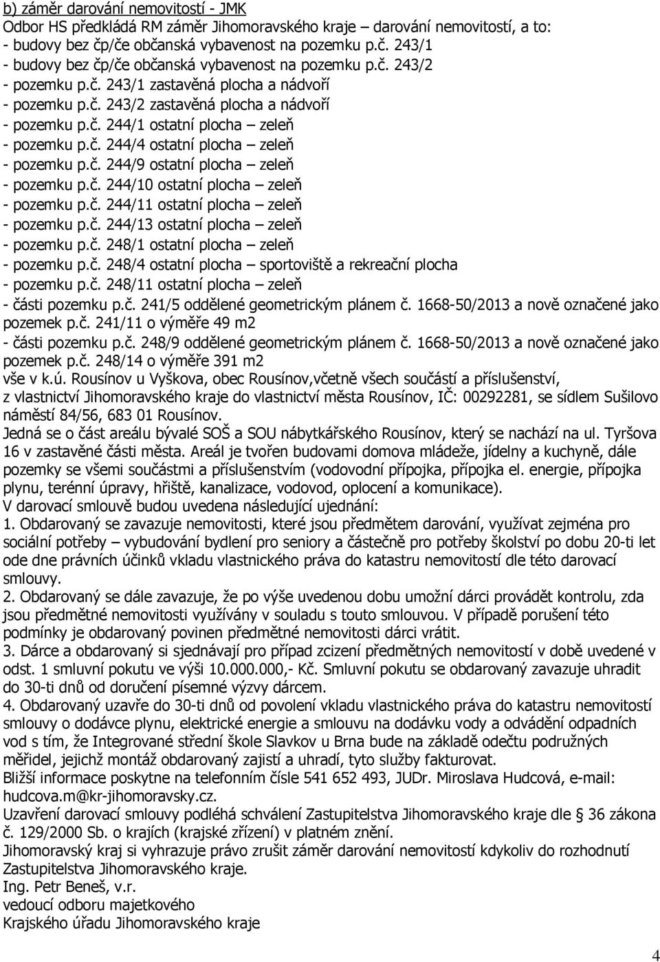 č. 244/9 ostatní plocha zeleň - pozemku p.č. 244/10 ostatní plocha zeleň - pozemku p.č. 244/11 ostatní plocha zeleň - pozemku p.č. 244/13 ostatní plocha zeleň - pozemku p.č. 248/1 ostatní plocha zeleň - pozemku p.