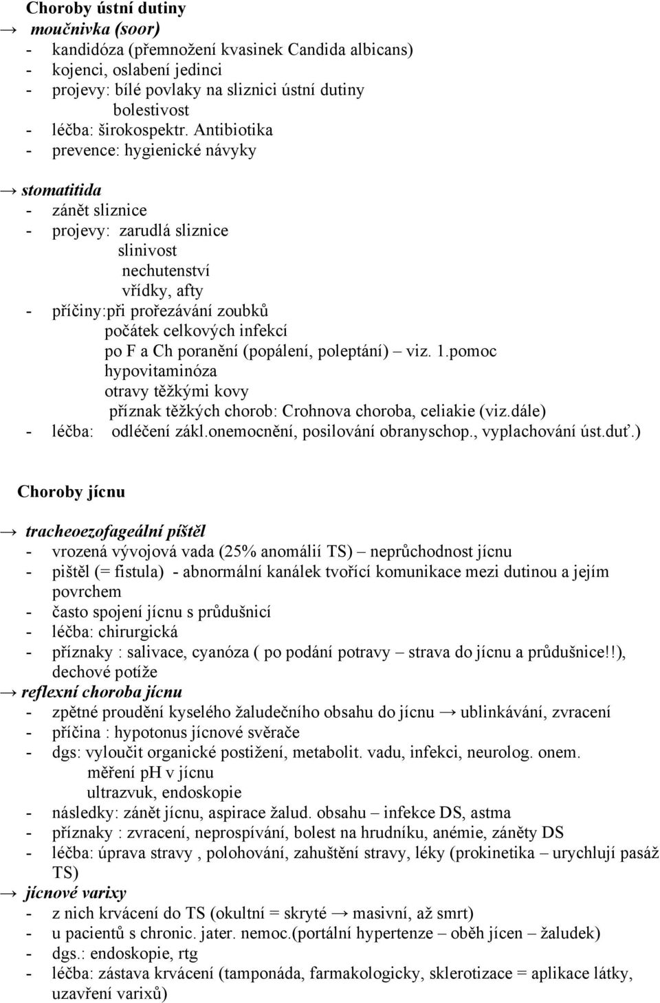 a Ch poranění (popálení, poleptání) viz. 1.pomoc hypovitaminóza otravy těžkými kovy příznak těžkých chorob: Crohnova choroba, celiakie (viz.dále) - léčba: odléčení zákl.