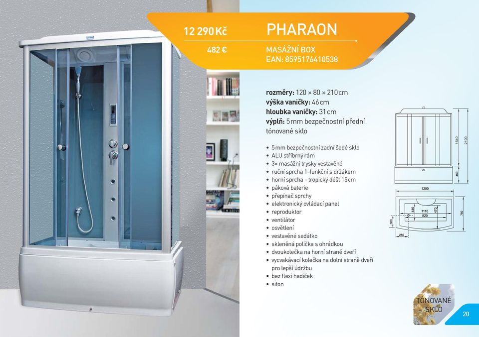 tropický déšť 15 cm páková baterie přepínač sprchy elektronický ovládací panel reproduktor ventilátor osvětlení vestavěné sedátko skleněná