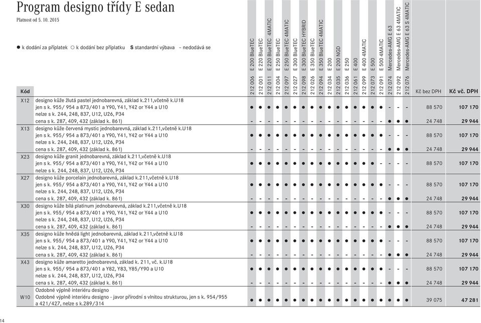 861) - - - - - - - - - - - - - - - - 24 748 29 944 X13 designo kůže červená mystic jednobarevná, základ k.211,včetně k.u18 jen s k.