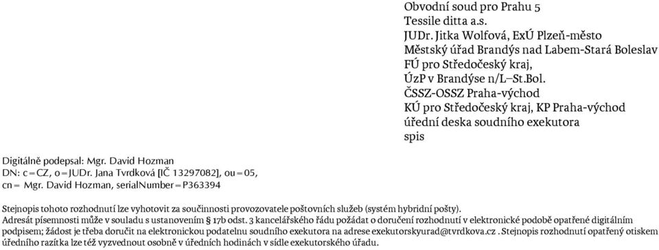 David Hozman DN: c=cz, o=judr. Jana Tvrdková [IČ 13297082], ou=05, cn= Mgr.