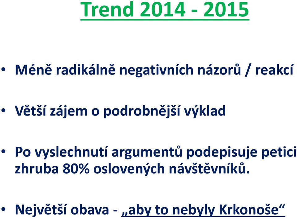 vyslechnutí argumentů podepisuje petici zhruba 80%