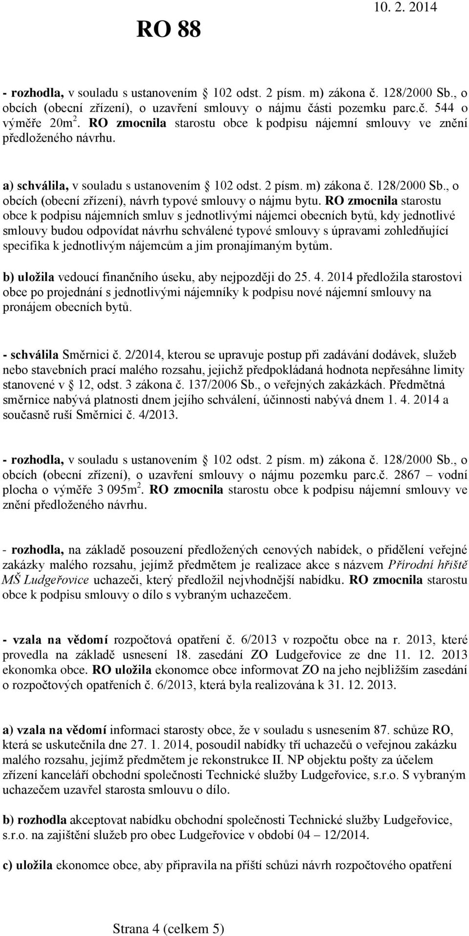 , o obcích (obecní zřízení), návrh typové smlouvy o nájmu bytu.