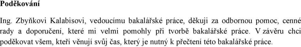 pomoc, cenné rady a doporučení, které mi velmi pomohly při tvorbě