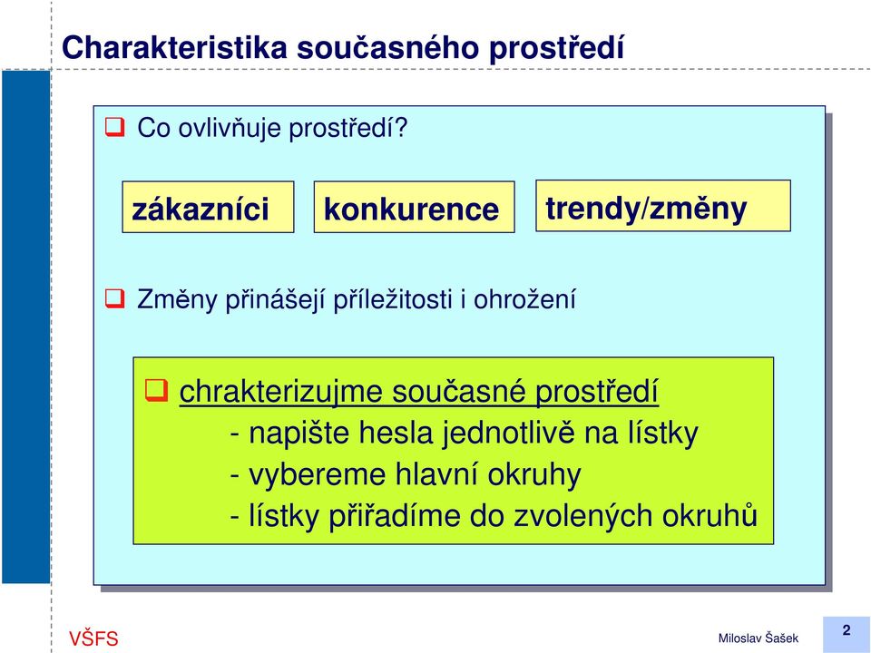 ohrožení chrakterizujme současné prostředí - napište hesla