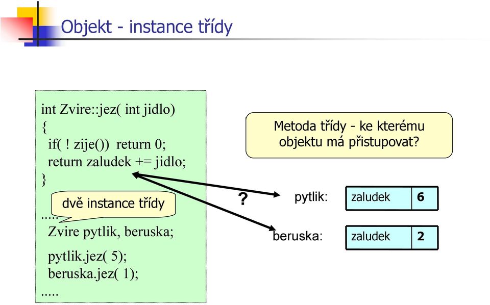 .. Zvire pytlik, beruska; pytlik.jez( 5); beruska.jez( 1);.