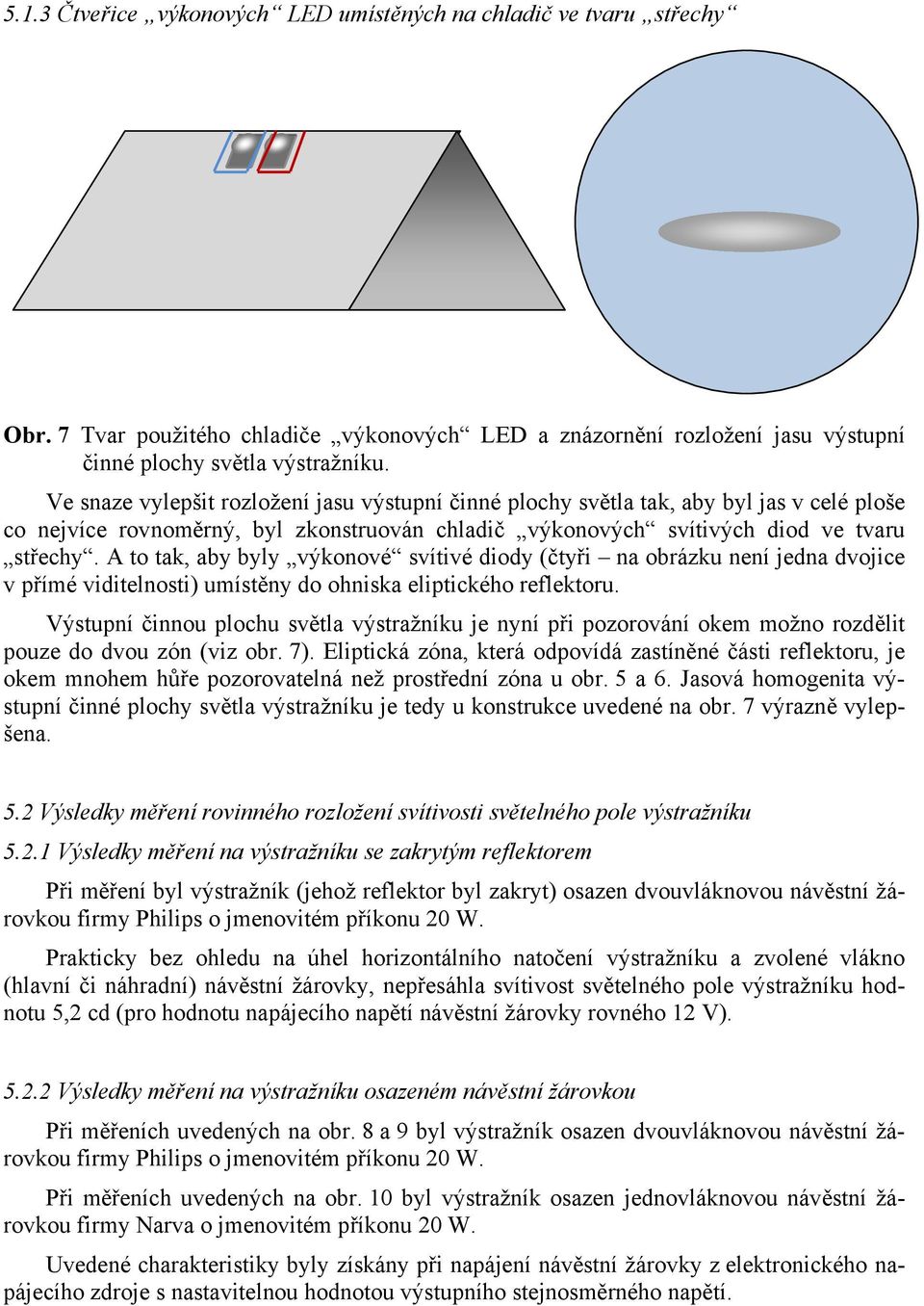 A to tak, aby byly výkonové svítivé diody (čtyři na obrázku není jedna dvojice v přímé viditelnosti) umístěny do ohniska eliptického reflektoru.