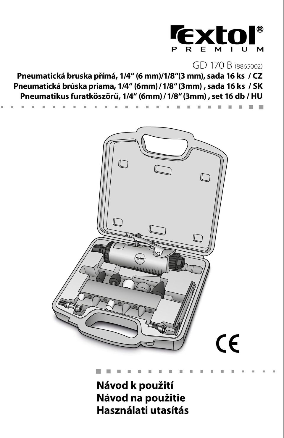 (3mm), sada 16 ks / Pneumatikus furatköszörű, 1/4 (6mm) / 1/8