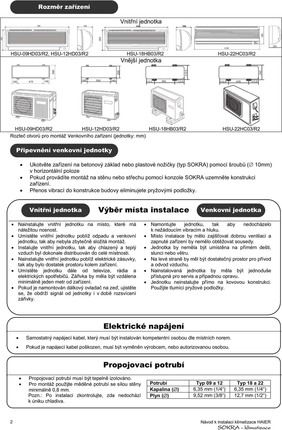 SOKRA uzemnte konstrukci zaízení. Penos vibrací do konstrukce budovy eliminujete pryžovými podložky.