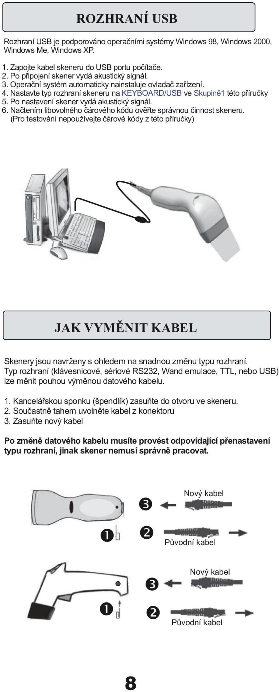 Načtením libovolného čárového kódu ověřte správnou činnost skeneru.