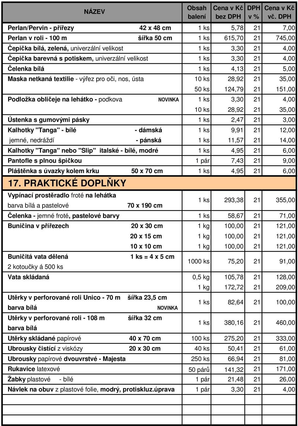 univerzální velikost 1 ks 3,30 4,00 Čelenka bílá 1 ks 4,13 5,00 Maska netkaná textilie - výřez pro oči, nos, ústa 10 ks 28,92 35,00 50 ks 124,79 151,00 Podložka obličeje na lehátko - podkova NOVINKA