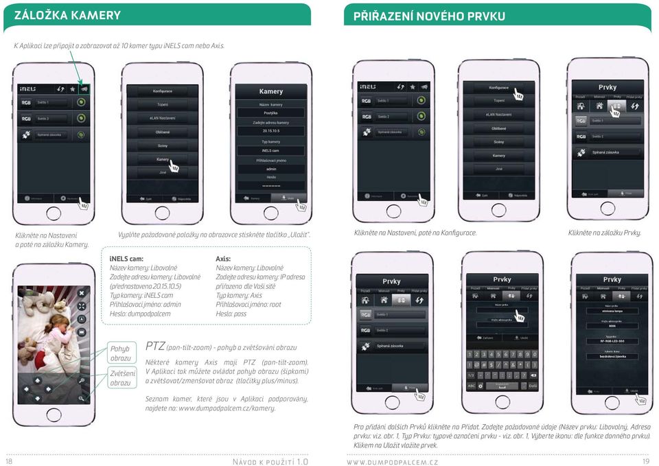 inels cam: Název kamery: Libovolné Zadejte adresu kamery: Libovolné (přednastavena 20.15.10.