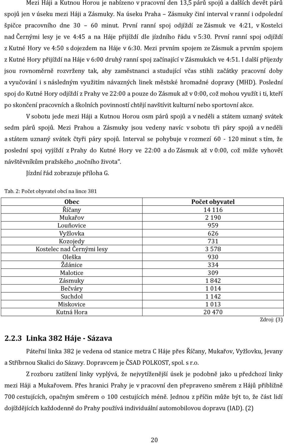 První ranní spoj odjíždí ze Zásmuk ve 4:21, v Kostelci nad Černými lesy je ve 4:45 a na Háje přijíždí dle jízdního řádu v 5:30. První ranní spoj odjíždí z Kutné Hory ve 4:50 s dojezdem na Háje v 6:30.