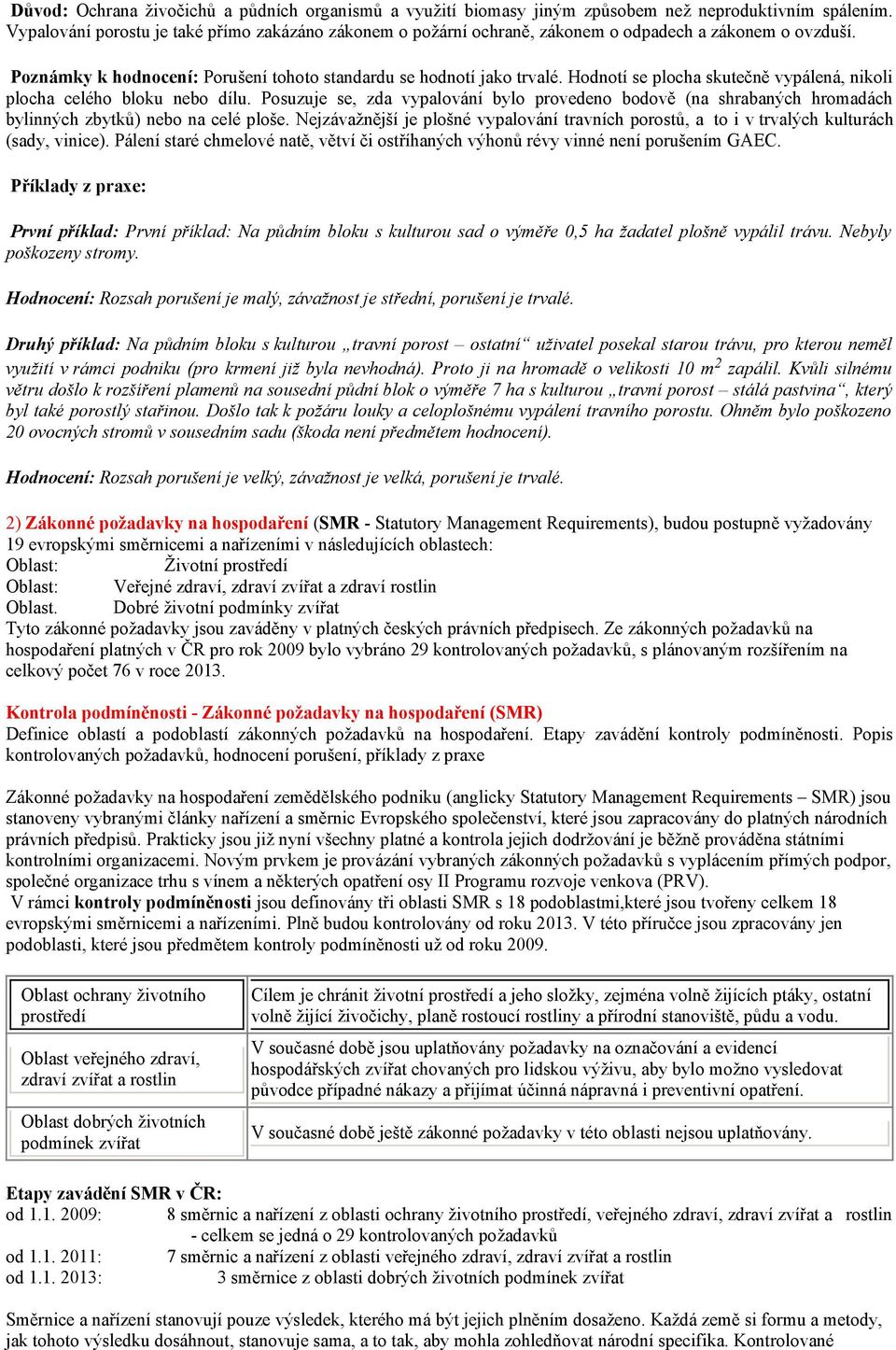 Hodnotí se plocha skutečně vypálená, nikoli plocha celého bloku nebo dílu. Posuzuje se, zda vypalování bylo provedeno bodově (na shrabaných hromadách bylinných zbytků) nebo na celé ploše.