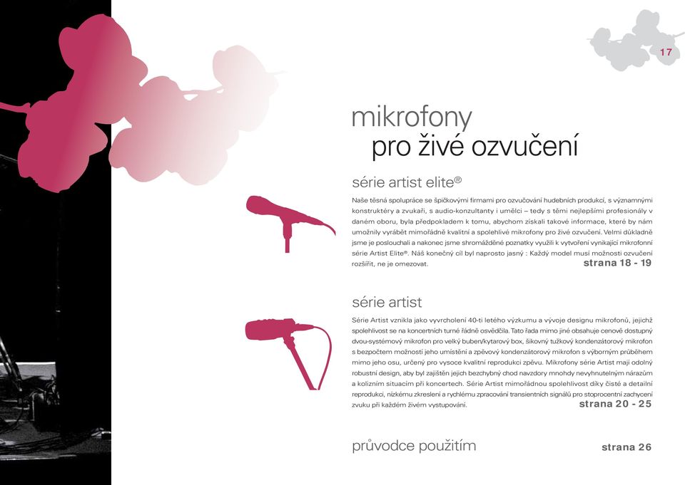 Velmi důkladně jsme je poslouchali a nakonec jsme shromážděné poznatky využili k vytvoření vynikající mikrofonní série Artist Elite.