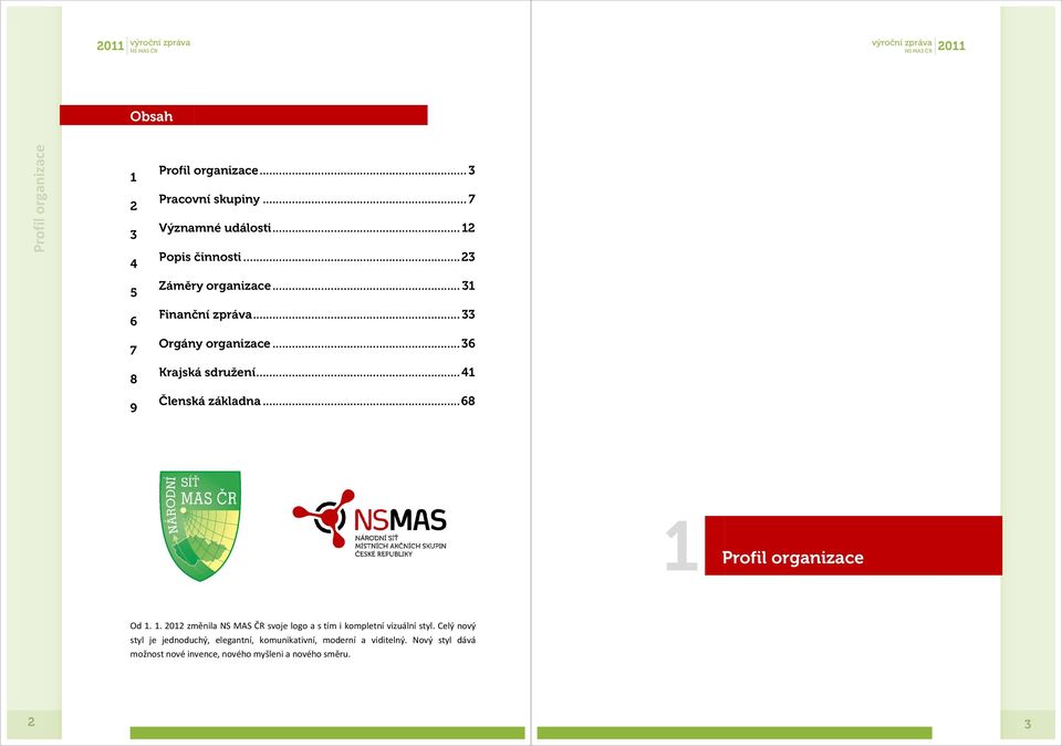 .. 41 Členská základna... 68 1 Profil organizace Od 1. 1. 2012 změnila svoje logo a s tím i kompletní vizuální styl.