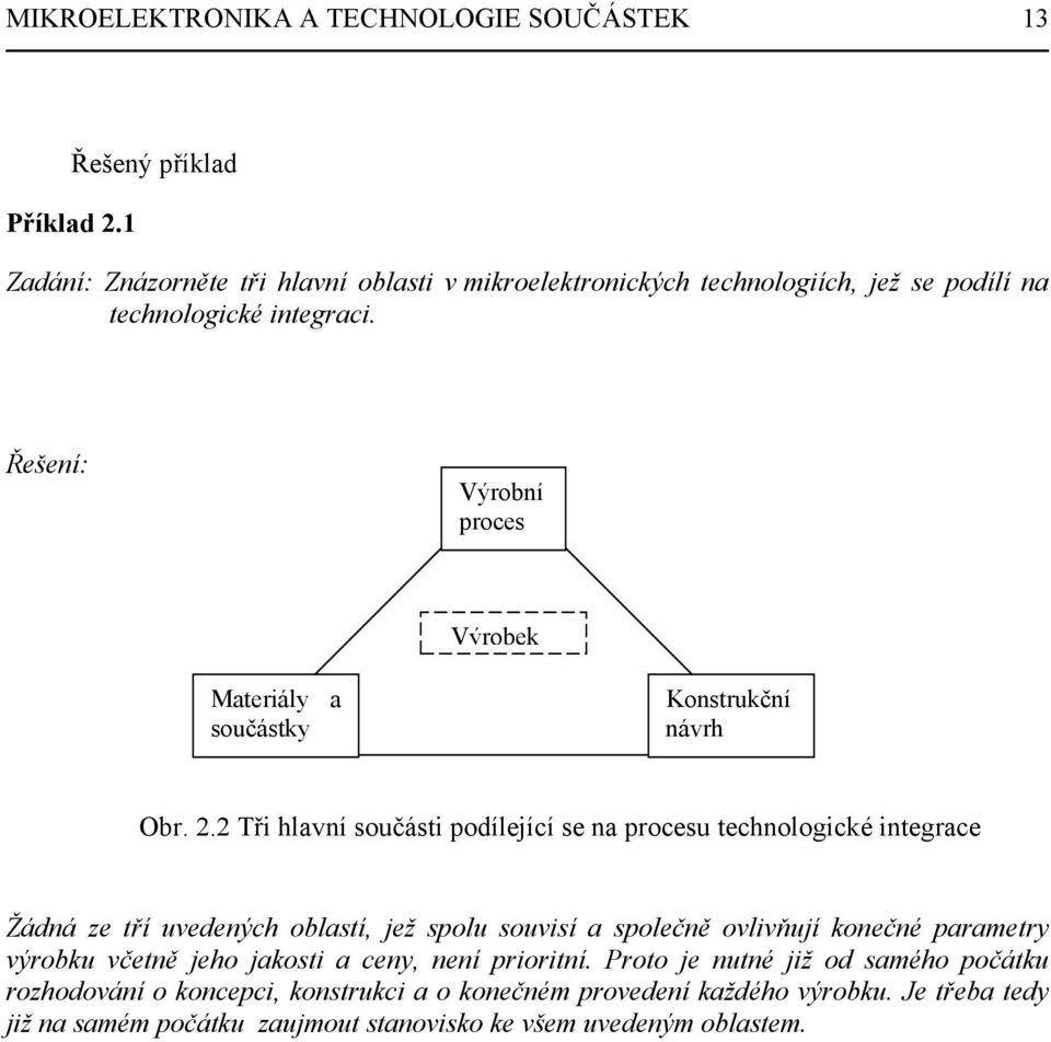 Řešení: Výrobní proces Výrobek Materiály a součástky Konstrukční návrh Obr. 2.