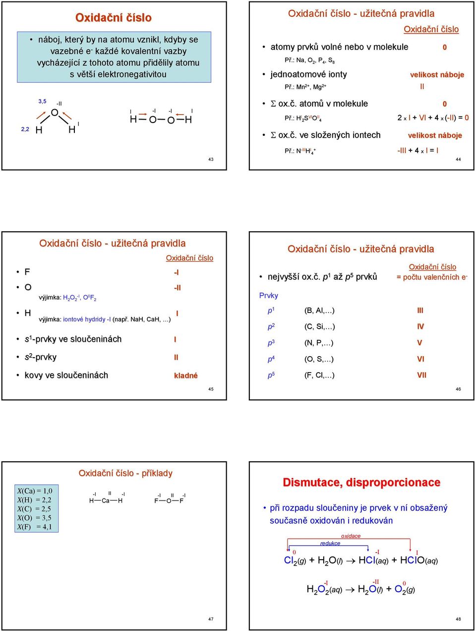 : I 2 SVI VI O II 4 Σ ox.č. ve složených iontech 2 x I VI 4 x (II)) 0 velikost náboje 43 Př.