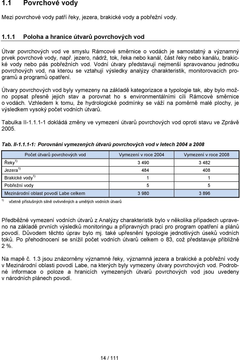 Vodní útvary představují nejmenší spravovanou jednotku povrchových vod, na kterou se vztahují výsledky analýzy charakteristik, monitorovacích programů a programů opatření.