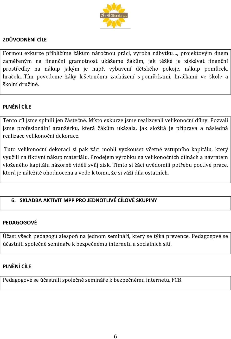 Místo exkurze jsme realizovali velikonoční dílny. Pozvali jsme profesionální aranžérku, která žákům ukázala, jak složitá je příprava a následná realizace velikonoční dekorace.