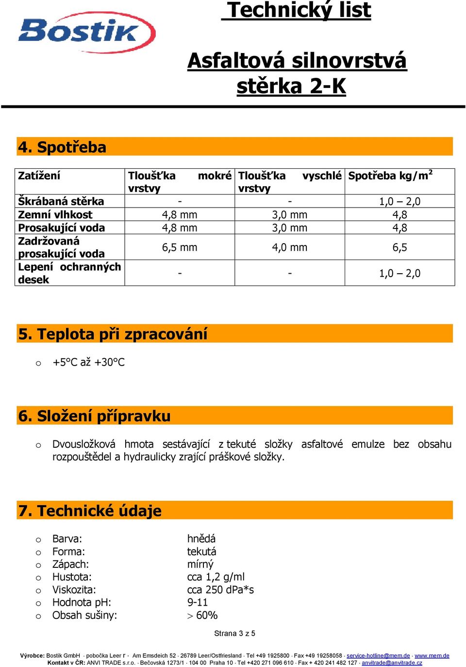 4,0 mm 6,5 Lepení chranných desek - - 1,0 2,0 5. Teplta při zpracvání +5 C až +30 C 6.