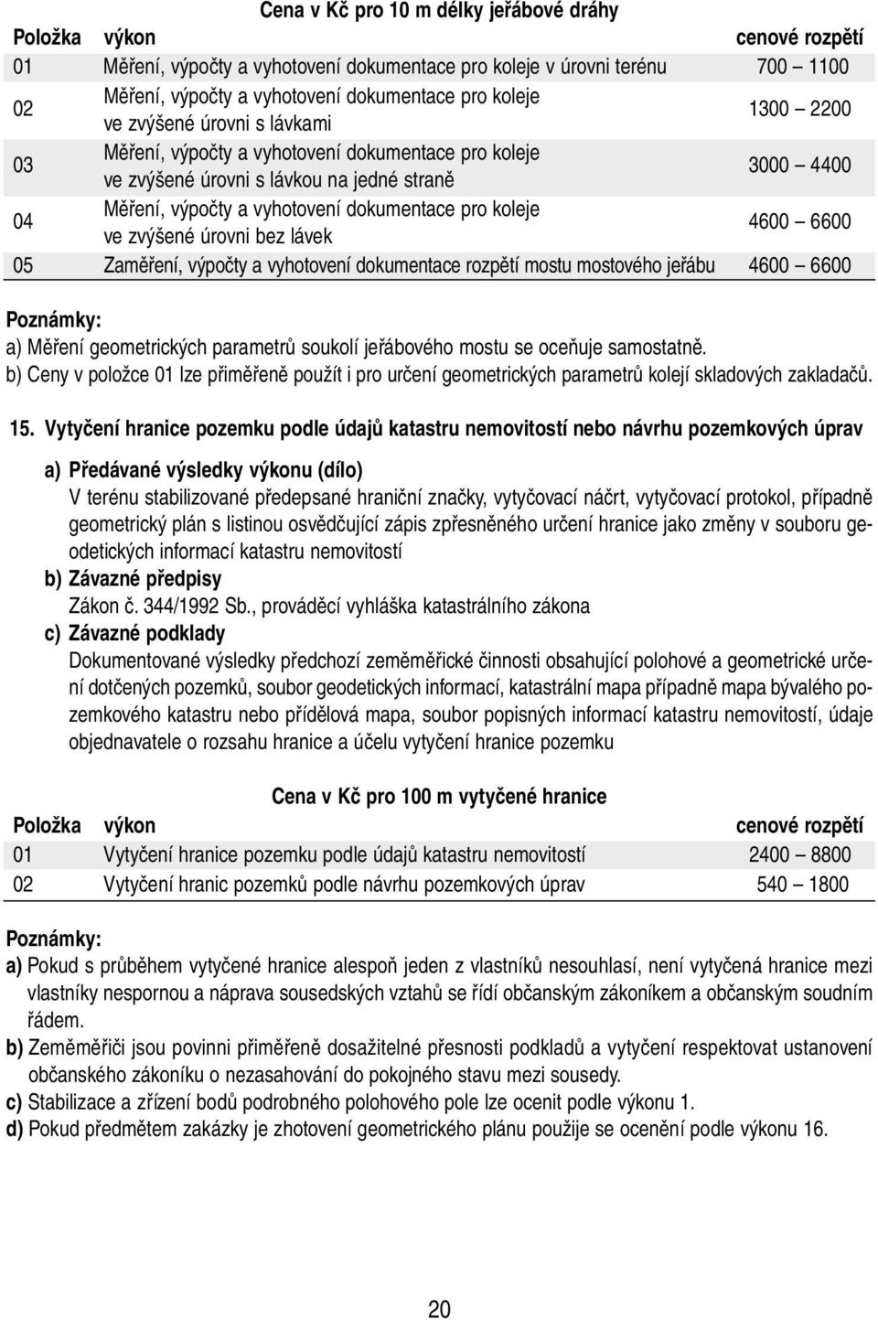 pro koleje ve zvýšené úrovni bez lávek 4600 6600 05 Zaměření, výpočty a vyhotovení dokumentace rozpětí mostu mostového jeřábu 4600 6600 Poznámky: a) Měření geometrických parametrů soukolí jeřábového