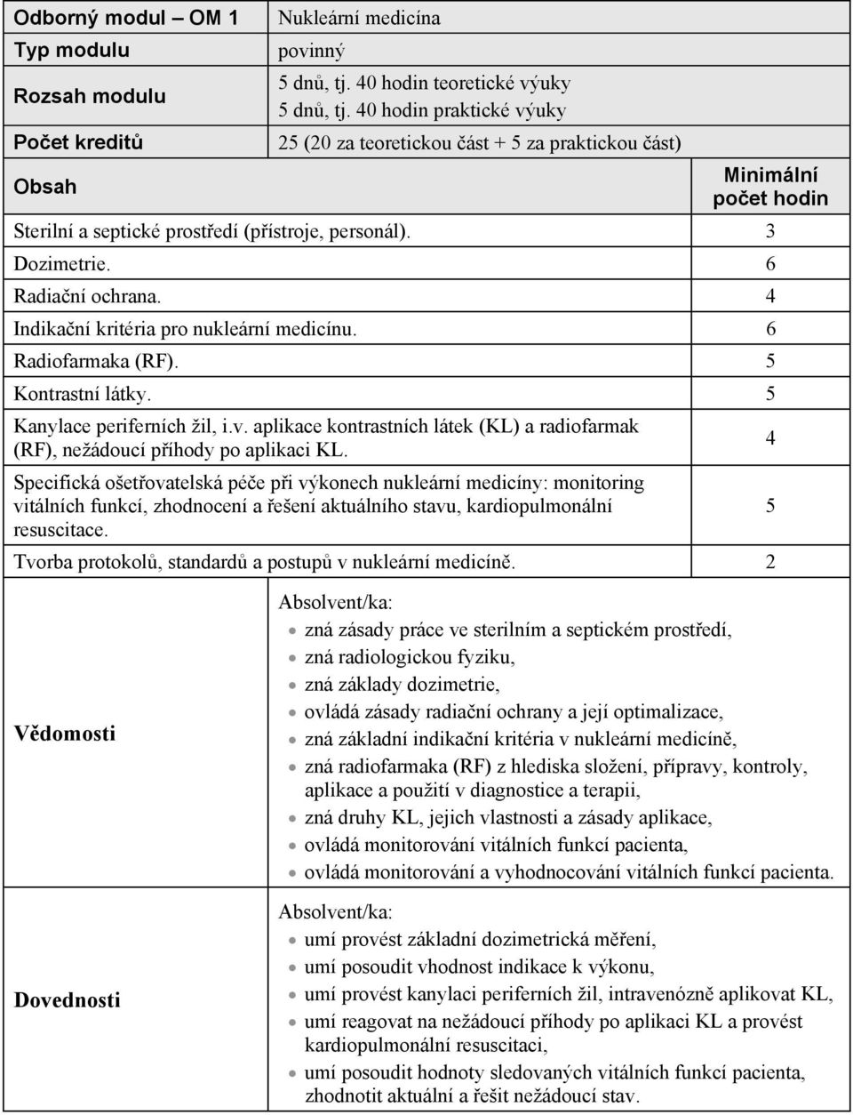 4 Indika ní kritéria pro nukleární medicínu. 6 Radiofarmaka (RF). 5 Kontrastní látky. 5 Kanylace periferních žil, i.v.