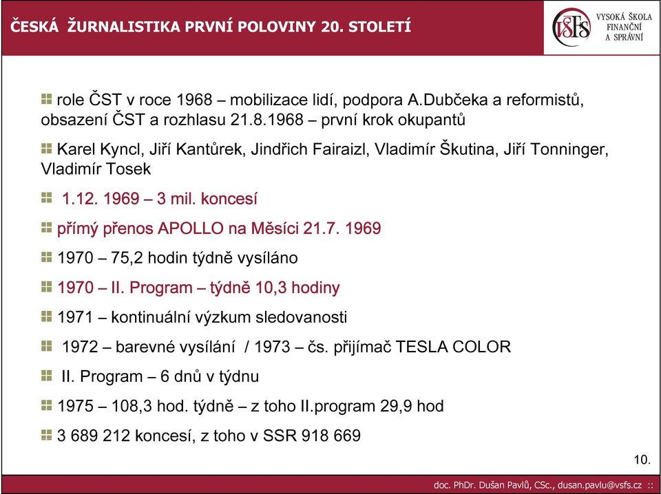 1968 první krok okupantů Karel Kyncl, Jiří Kantůrek, Jindřich Fairaizl, Vladimír Škutina, Jiří Tonninger, Vladimír Tosek 1.12. 1969 3 mil.