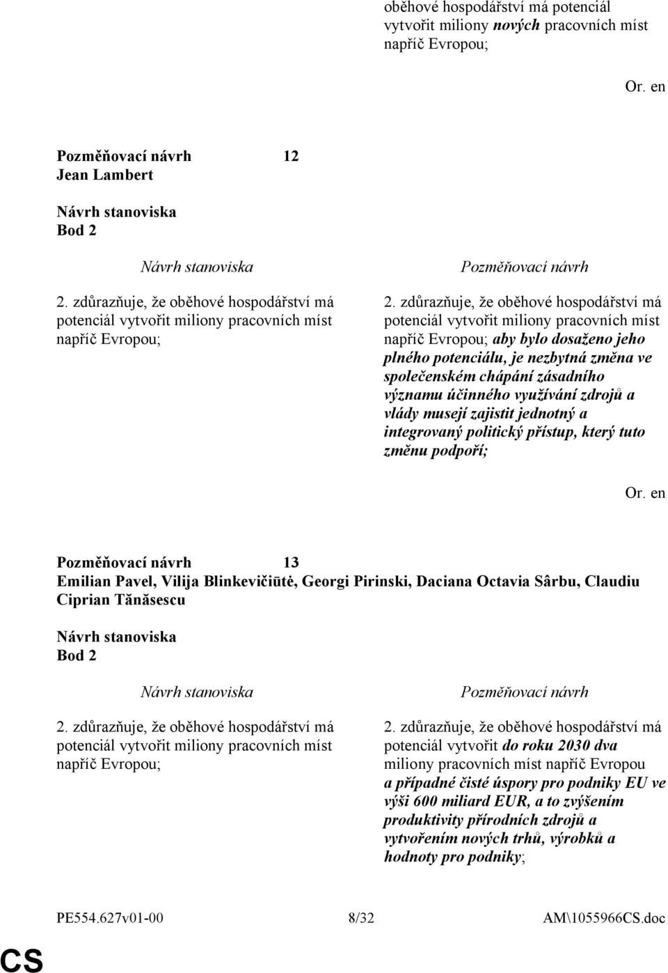 integrovaný politický přístup, který tuto změnu podpoří; 13 Emilian Pavel, Vilija Blinkevičiūtė, Georgi Pirinski, Daciana Octavia Sârbu, Claudiu Ciprian Tănăsescu Bod 2 potenciál vytvořit miliony