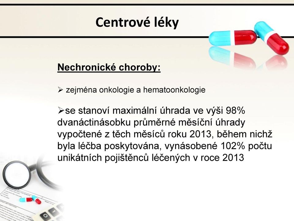 měsíční úhrady vypočtené z těch měsíců roku 2013, během nichž byla