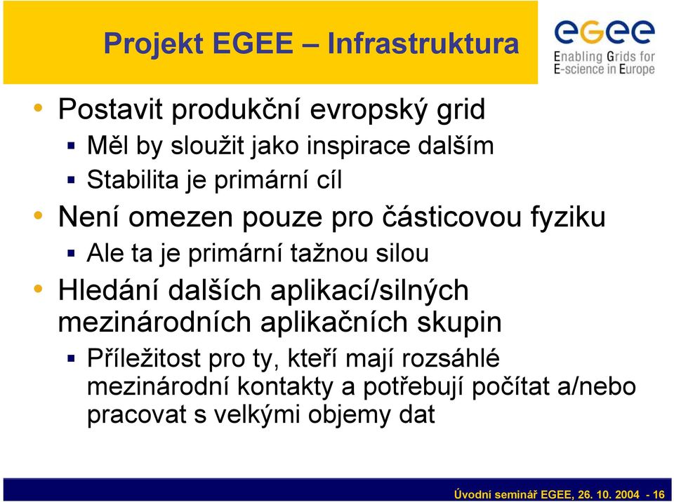 Hledání dalších aplikací/silných mezinárodních aplikačních skupin Příležitost pro ty, kteří mají