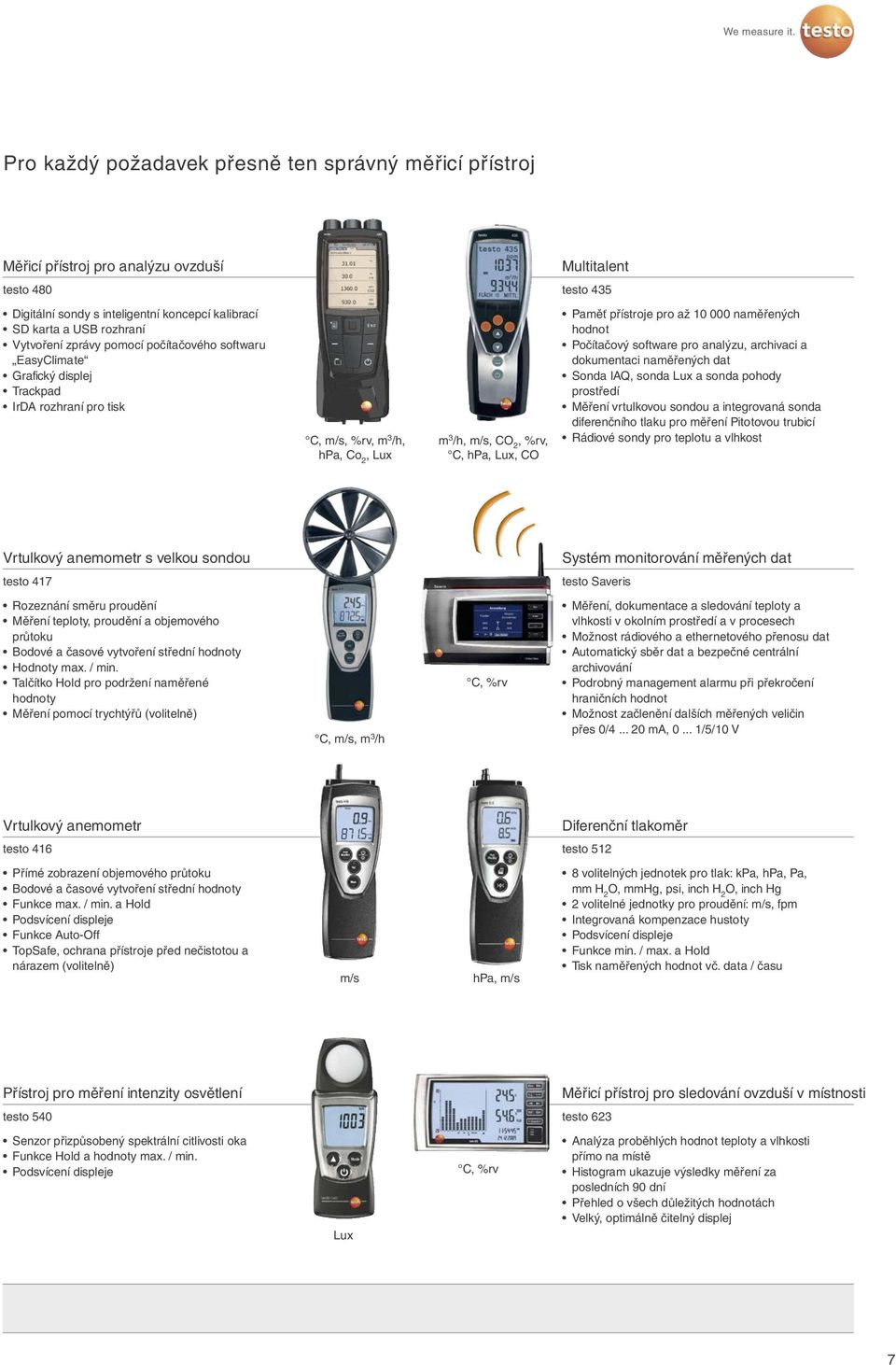 teplotu a vlhkost testo 480 Digitální sondy s inteligentní koncepcí kalibrací SD karta a USB rozhraní Vytvoření zprávy pomocí počítačového softwaru EasyClimate Grafický displej Trackpad IrDA rozhraní