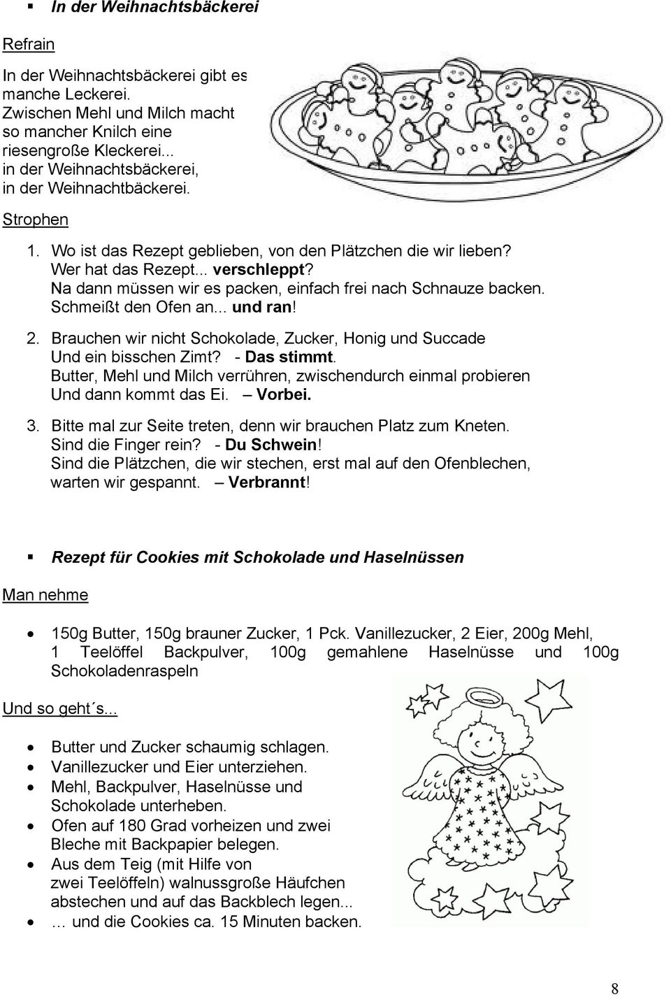 Na dann müssen wir es packen, einfach frei nach Schnauze backen. Schmeißt den Ofen an... und ran! 2. Brauchen wir nicht Schokolade, Zucker, Honig und Succade Und ein bisschen Zimt? - Das stimmt.