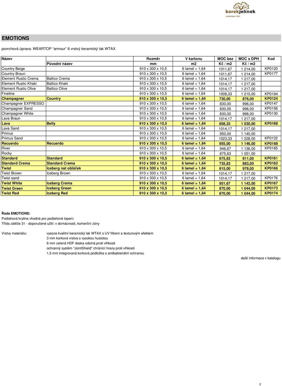 Olive Baltico Olive 910 x 300 x 10,5 6 lamel = 1,64 1014,17 1 217,00 Fineline 910 x 300 x 10,5 6 lamel = 1,64 1008,33 1 210,00 KP0194 Champagner Country 910 x 300 x 10,5 6 lamel = 1,64 730,00 876,00