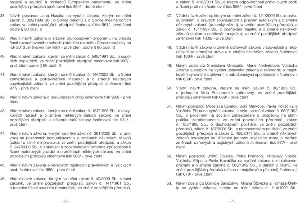 Vládní návrh zákona o státním dluhopisovém programu na úhradu části rozpočtovaného schodku státního rozpočtu České republiky na rok 2013 /sněmovní tisk 967/ - prvé čtení podle 90 odst. 2 40.