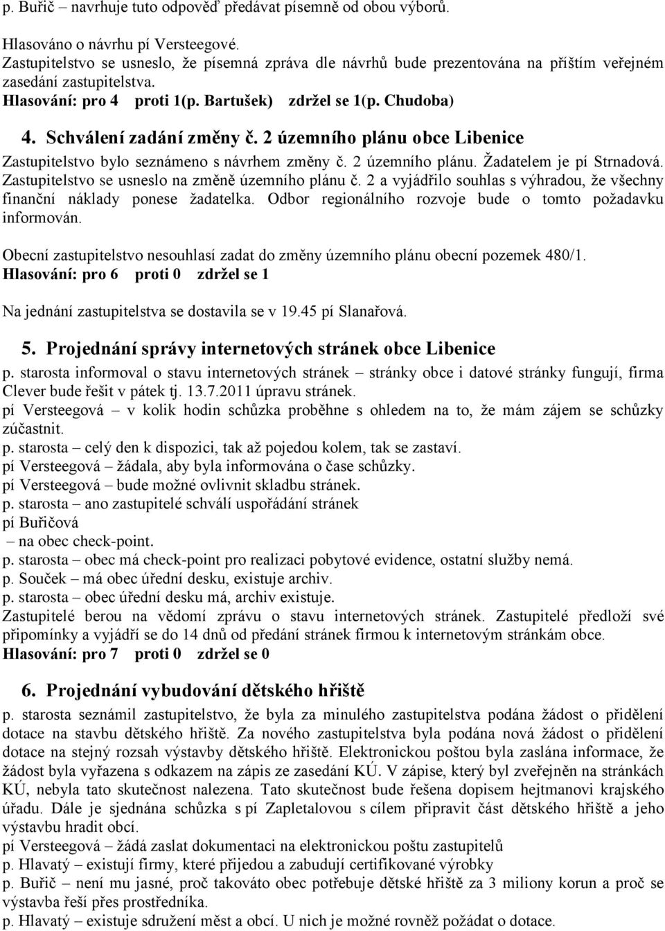 Schválení zadání změny č. 2 územního plánu obce Libenice Zastupitelstvo bylo seznámeno s návrhem změny č. 2 územního plánu. Žadatelem je pí Strnadová.