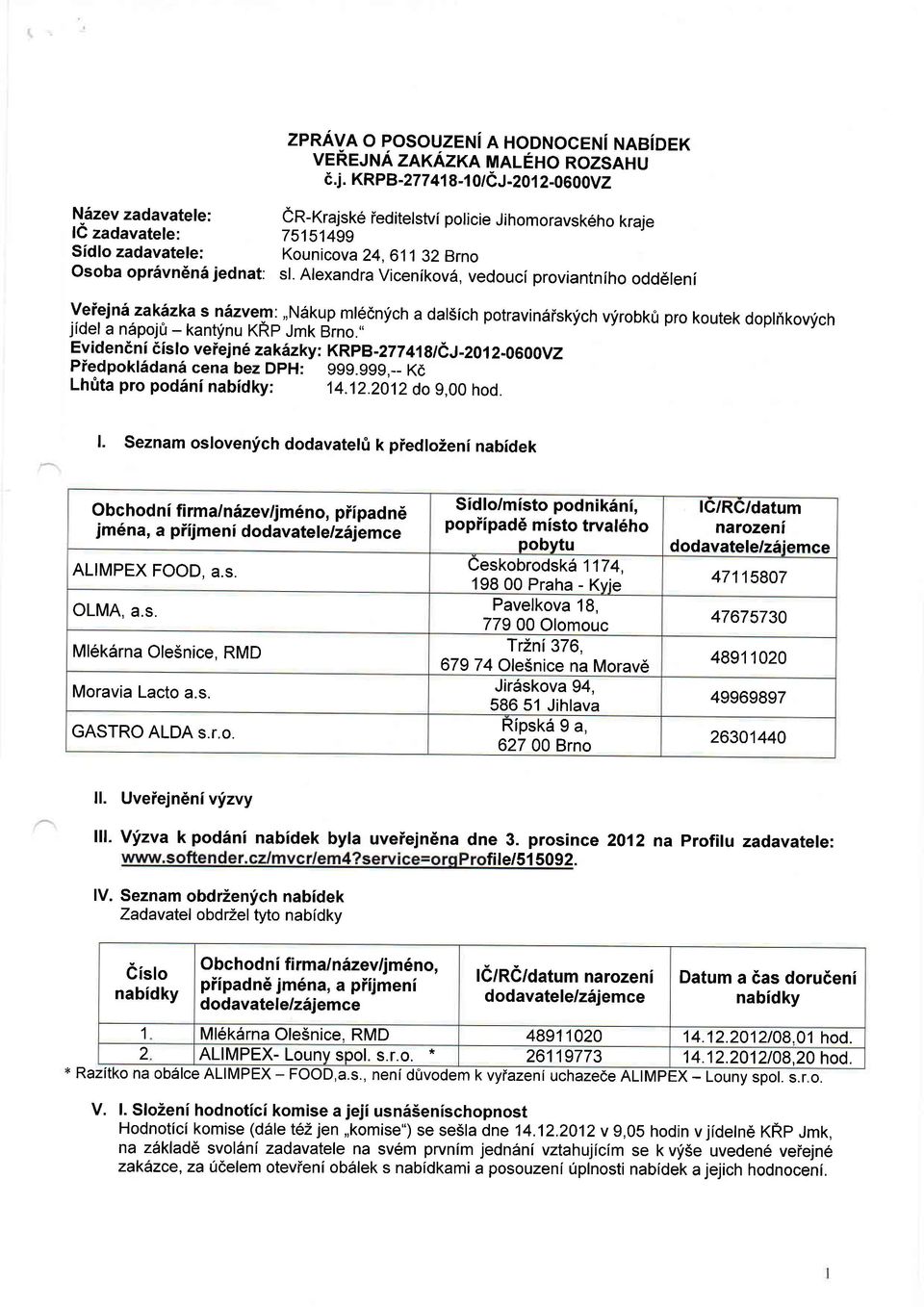 Alexandra Vicenikov6, vedouci proviantniho odd6leni Veiejn6 zaklzka " laty9f:"fe.k:p mlednfch a dal5ich potravin6iskich virobk0 pro koutek doptrikovfch jidel a napoj& - kantfnu XRp lmk Brno.