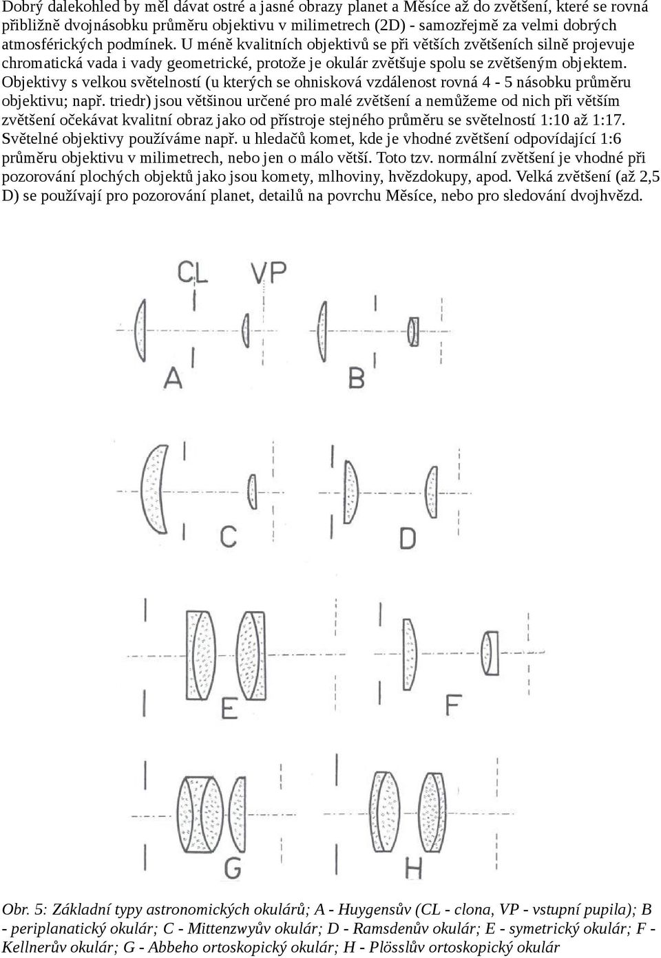 Objektivy s velkou světelností (u kterých se ohnisková vzdálenost rovná 4-5 násobku průměru objektivu; např.
