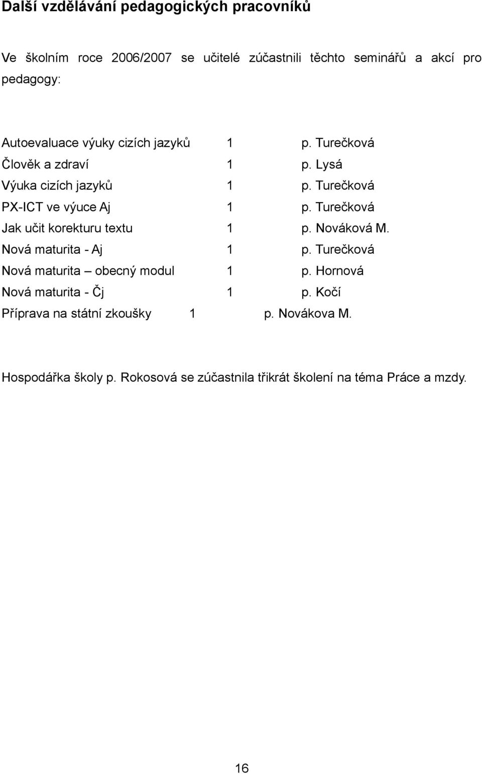 Turečková Jak učit korekturu textu 1 p. Nováková M. Nová maturita - Aj 1 p. Turečková Nová maturita obecný modul 1 p.